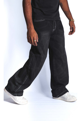 Jean Pantalon Baggy Oversize Holgado Negro Spider Black