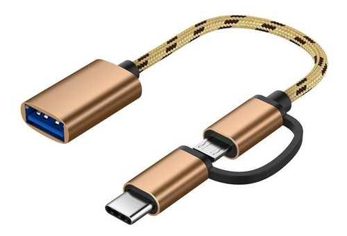 Imagem 2 de 2 de Adaptador Cabo Otg 2 Em 1 Usb 3.0 Para Usb-c E Micro Usb V8