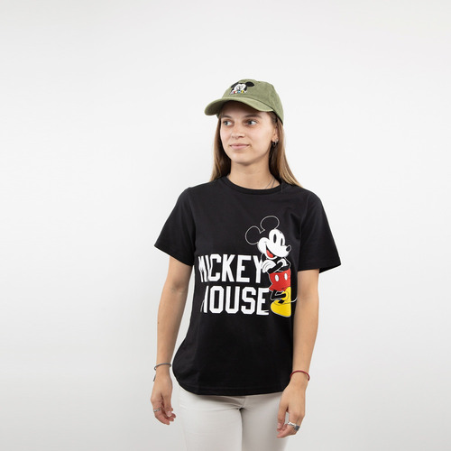 Polera Mujer Mickey Apoyado Negro Disney