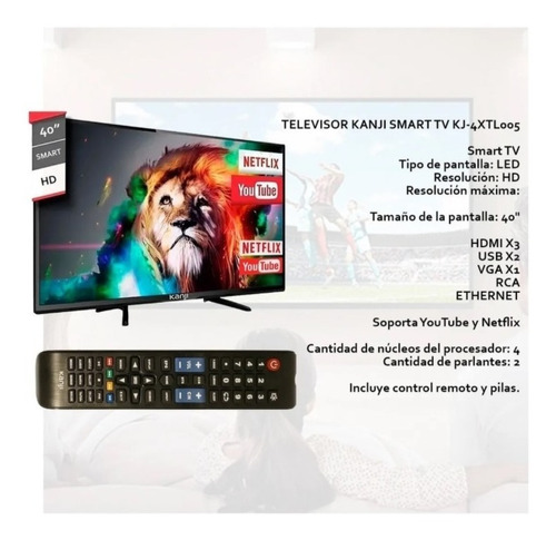 Smart Tv Led Kanji 40'' Led Fullhd Kj4xtl005 Netflix Youtube