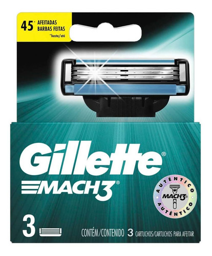 Cartuchos para Máquina de Afeitar Gillette Mach3 Regular 3 Cartuchos
