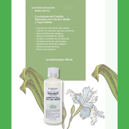 2 Shampoo Bergamota Florigan 1lt + 2 Acondicionadores Pack4.