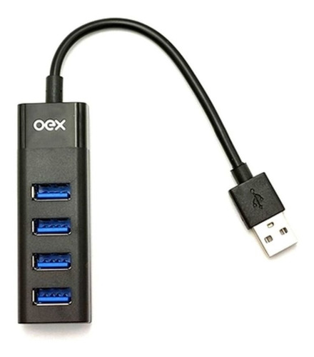 Imagem 1 de 5 de Hub Usb 2.0 Distribuidor Preto 400ma Com 4 Portas Oex Hb102