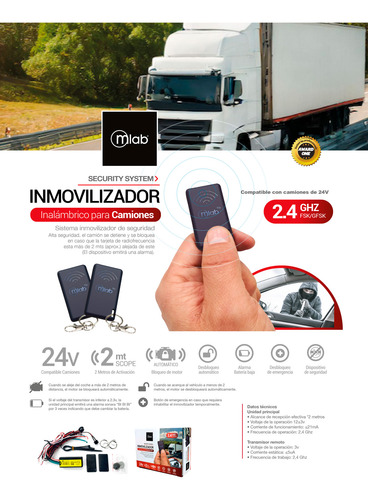 Inmovilizador Antiportonazo Cortacorriente Mlab 24v Camion