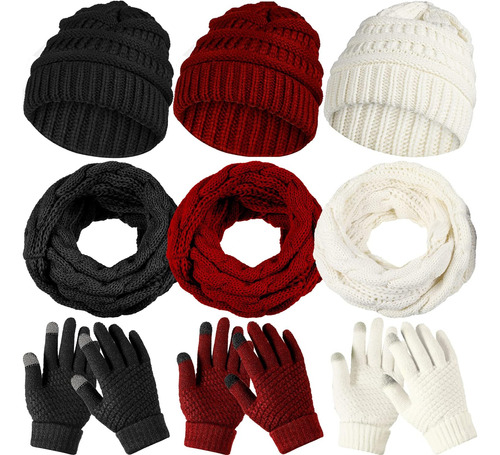 A*gift Juego De 9 Guantes De Invierno For Mujer, Gorro De