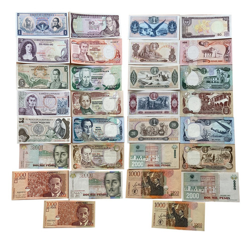 15 Billetes Colombia 1 Peso Hasta 2000 Pesos Originales Au