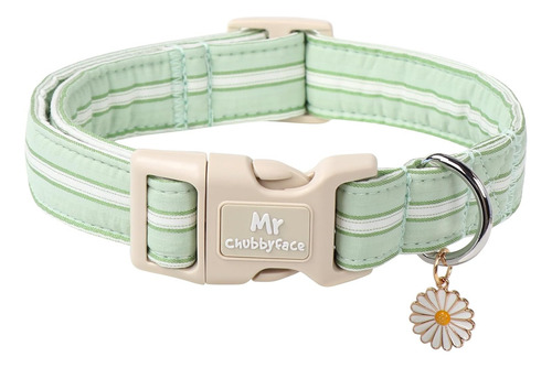 Collar De Algodón Verde Ajustable Para Perros