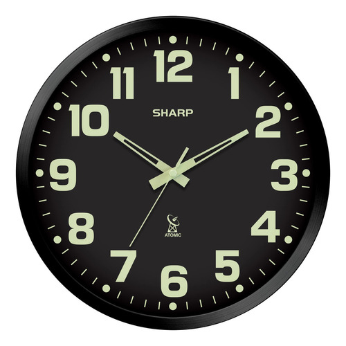 Sharp Reloj De Pared Analógico Atómico Que Brilla En La Oscu