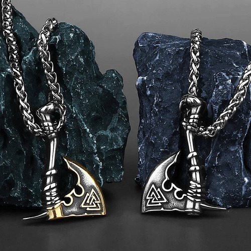 Colar Cordão Machado Vikings Valknut Nórdico Triângulos Odin