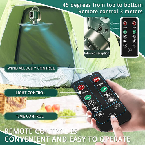 Mini Ventilador De Camping Con Linterna Led 10400mah Batería