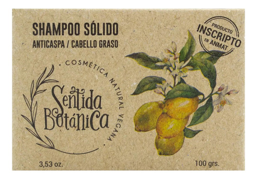 Shampoo Solido Cabello Graso Anticaspa Sentida Botanica 100g