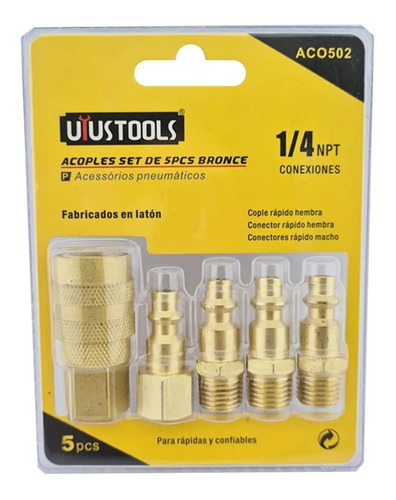 Kit Jgo Accesorio Acoples Rapido P/ Compresor 5pcs Uyustools