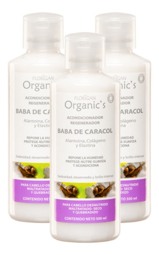 Acondicionador Baba De Caracol Florigan 500ml Pack 3