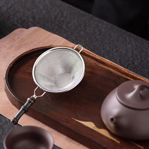 Colador De Té, Vasos Con Mango De Bambú, Estilo A.