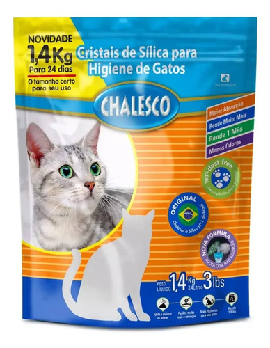 Areia Sanitária Pet Gato Cristais De Sílica 1,4kg Chalesco