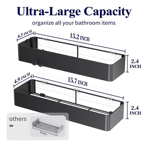 Organizador de ducha acero 2 niveles brillante 52 x 29 x 14 cm