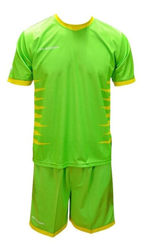 Set Camiseta + Short Ho Soccer Mega Verde Fluor - Amarillo