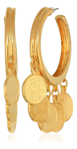Pendientes Vintage Chapados En Oro De 24 Quilates Con Moneda