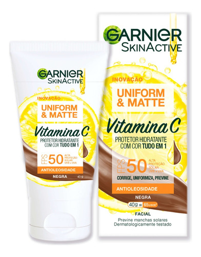 Garnier U&m Vitamina C protetor facial  Fps 50 negra 40g