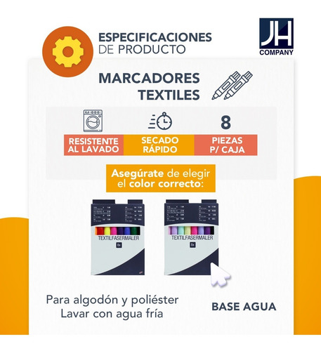 Imagen 8 de 10 de Set 8 Plumones Marcadores Textiles Para Tejidos Kik12071
