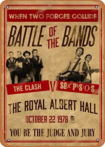 Battle Of The Bands The Clash V Sex Pistols Metal Tin Sign P