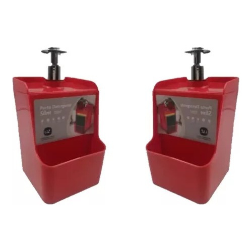 2 Porta Dispenser Detergente Suporte Bucha Esponja Vermelho 
