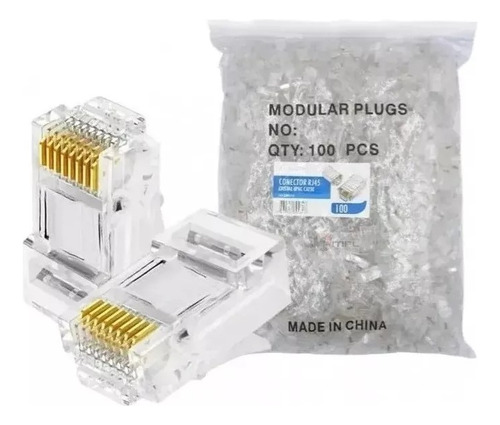 Kit Pacote 1000 Conector Rj45 Cat5e Cabo Rede Plug Oletech
