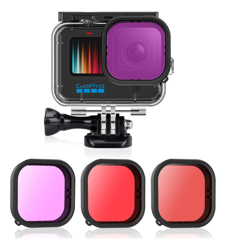 Afaith 3 Filtro Buceo + Funda Impermeable Para Gopro Hero 9