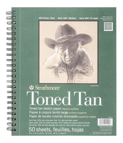 Cuaderno De Dibujo Strathmore Toned Tan 22,9x30,5cm 50h 118g