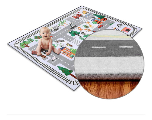 Alfombra Infantil Anti Golpes Con Medida Para Enseñar Niño Color Gris Pista