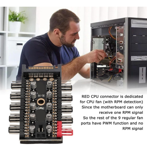 Hub A 10 Fan 3 Y 4 Pines Pwm Splitter Divisor Sata 10 Capsx2