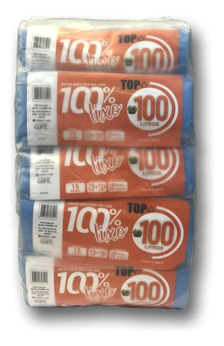 Saco Para Lixo 100l Azul 75x105cm 26 Micras Rl.c/15