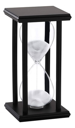 Reloj De Arena Suliao 60 Minutos Marco Madera Negra Blanco Cálido