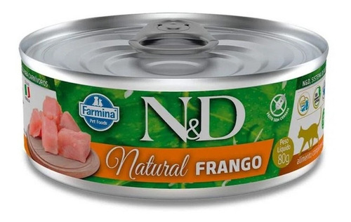 Ração Úmida P/ Gatos Adultos Natural Frango 80g N&d