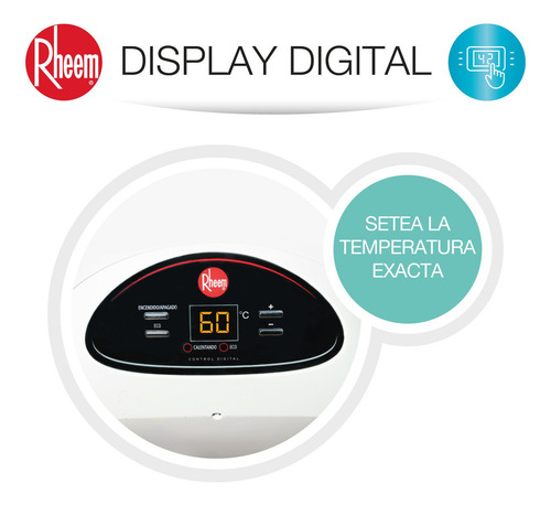 Termo Eléctrico Digital Rheem 30 Litros Mural Color Blanco