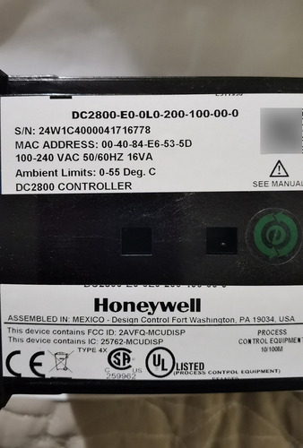 Dc2800-e0-0l0-200-100-00-0 Control De Temperatura Honeywell