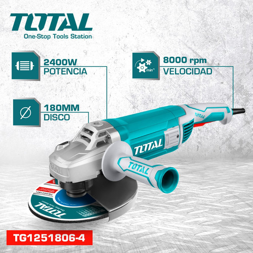 Amoladora angular 2400w Total Para Disco 180mm Color Turquesa Frecuencia 50 Hz/60 Hz