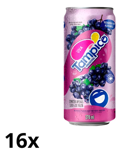 Suco Tampico - Sabor Uva - Lata De 270ml - 16 Unidades - Kit
