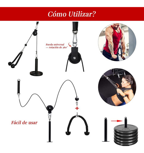 Kit De Polea Para Gym En Casa, Brazos Y Espalda Fuertes
