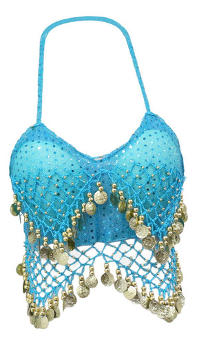 2 Top Corto De Lentejuelas Para Mujer, Ropa De Azul