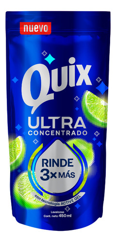 Quix Lavaloza Ultra Concentrado Rinde 3x Más 450ml Doypack
