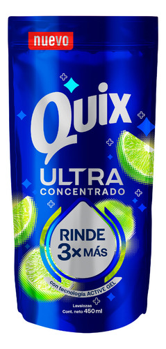 Quix Lavaloza Ultra Concentrado rinde 3X MÁS 450ml