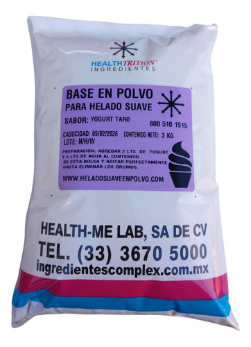 Base Para Helado Suave De Yogurt Taro Caja De 24kg