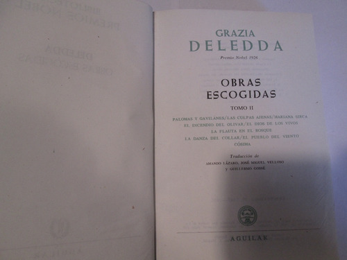 Grazia Deledda Obras Escogidas Aguilar Tomo Ii