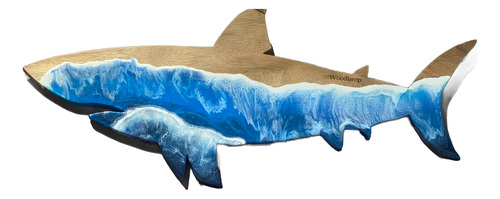 Tiburón Decorativo De Madera Con Resina, Decoración Madera
