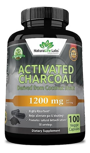 Naturalife Labs Activated Charcoal  1,200 Mg 100 Capsulas