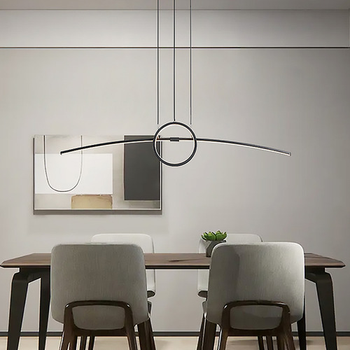 Lustre De Led Arco Preto P Bancada Cozinha 100cm 3 Cores