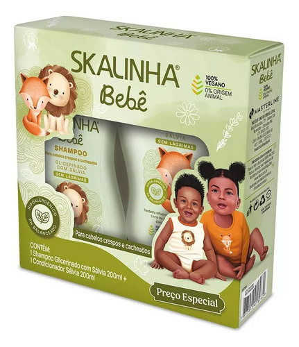  Kit Infantil Shampoo E Condicionador Bebê Skalinha Sálvia