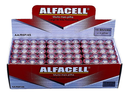 Pilha Normal Comum Aa 2a R6p 1,5v Alfacell Cx 60 Un Atacado