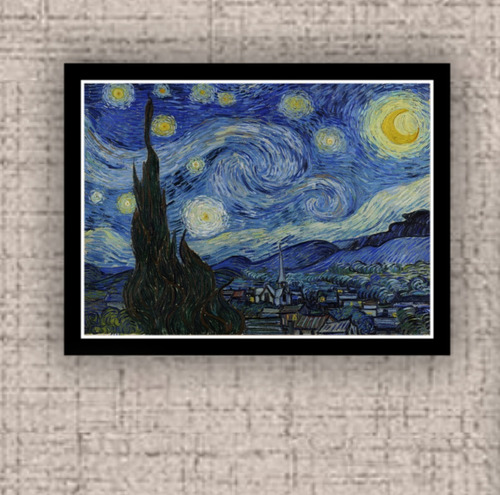 Quadro Com Moldura Van Gogh A3 33x45cm Decor Noite Estrelada